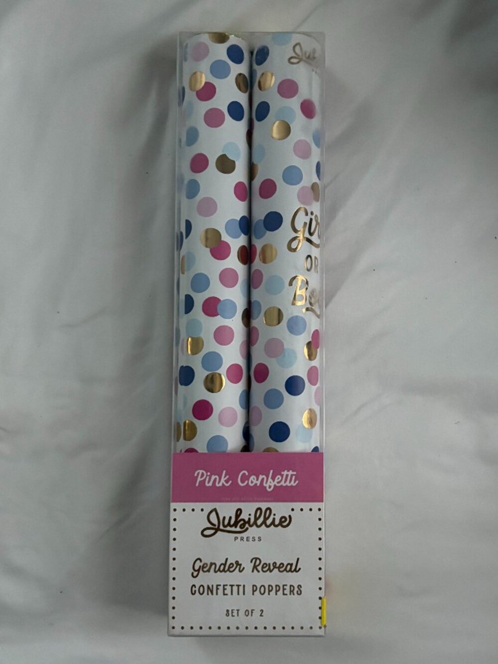 BNIB Pink Confetti Gender Reveal Confetti Poppers Set of 2